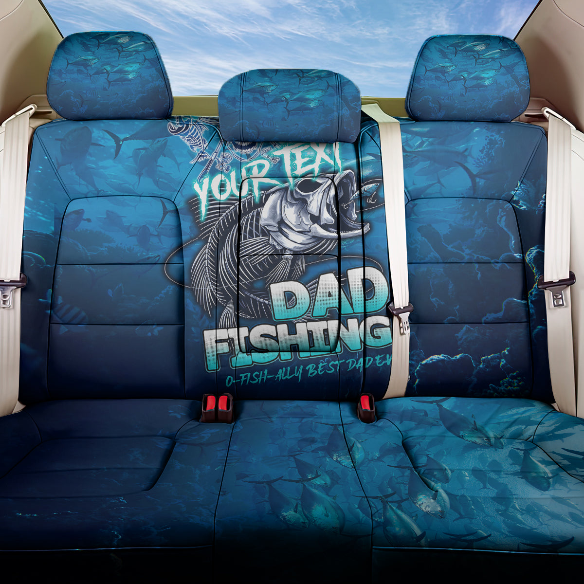 Personalized Father's Day Dad Fishing Skull Fisherman Back Car Seat Cover O Fish Ally Best Dad Ever - Wonder Print Shop