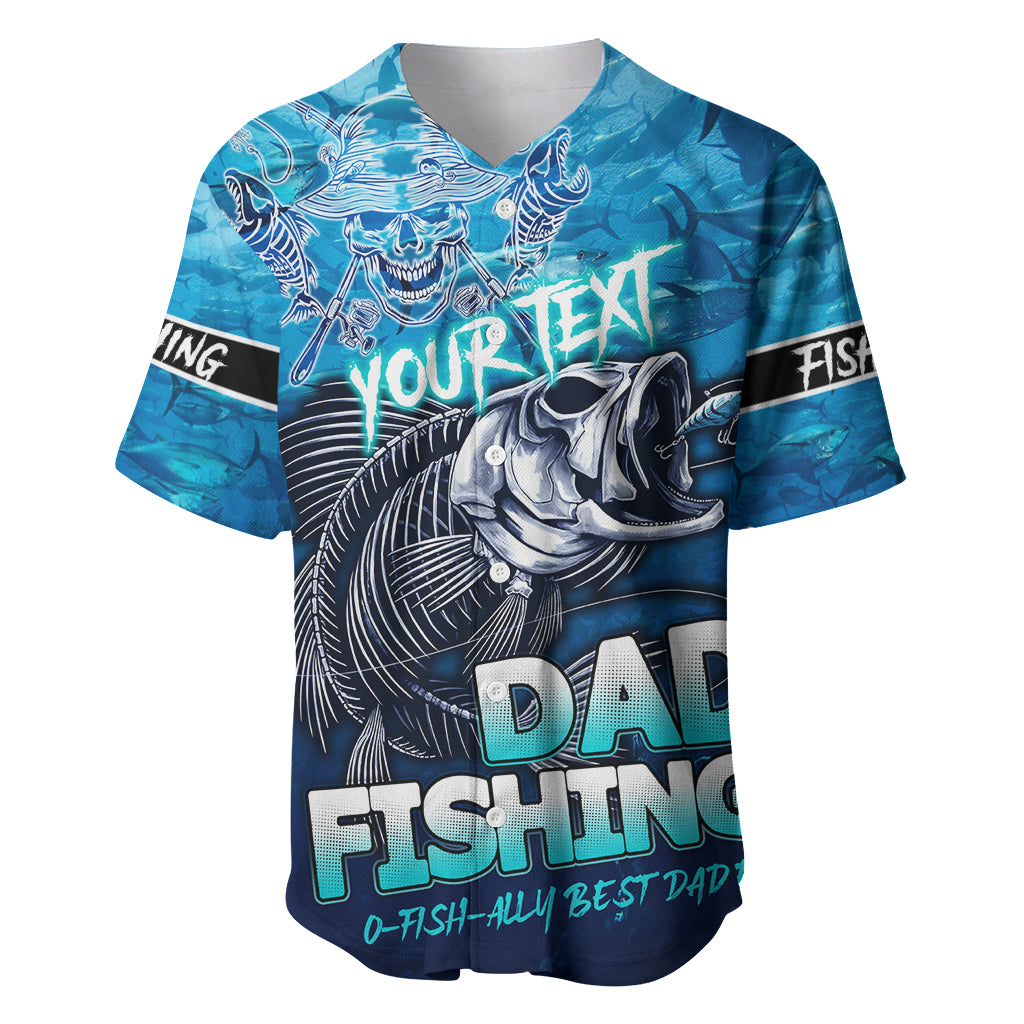 Personalized Father's Day Dad Fishing Skull Fisherman Baseball Jersey O Fish Ally Best Dad Ever - Wonder Print Shop