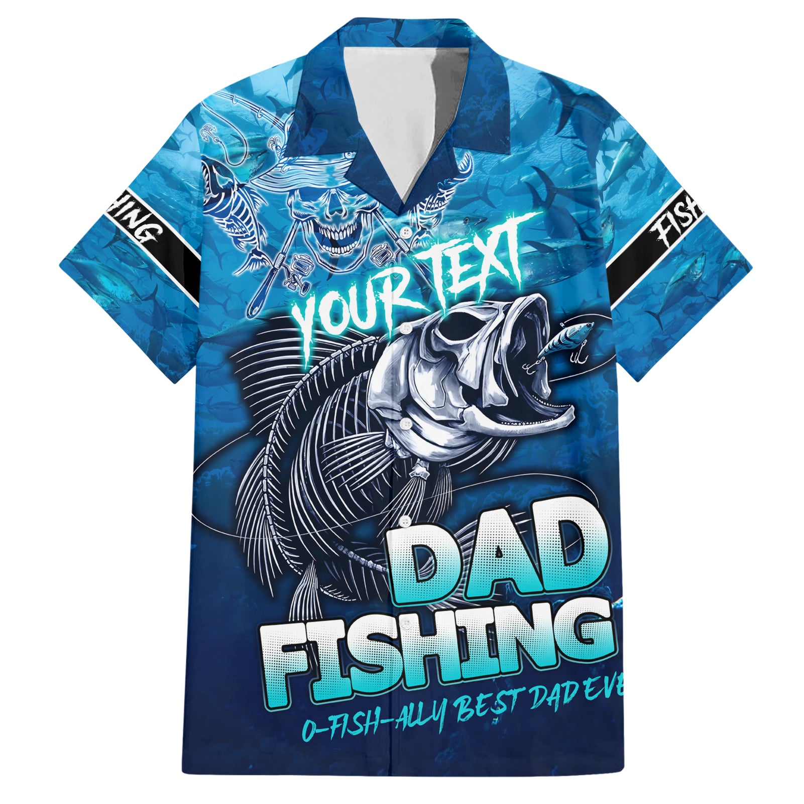 Personalized Father's Day Dad Fishing Skull Fisherman Hawaiian Shirt O Fish Ally Best Dad Ever - Wonder Print Shop