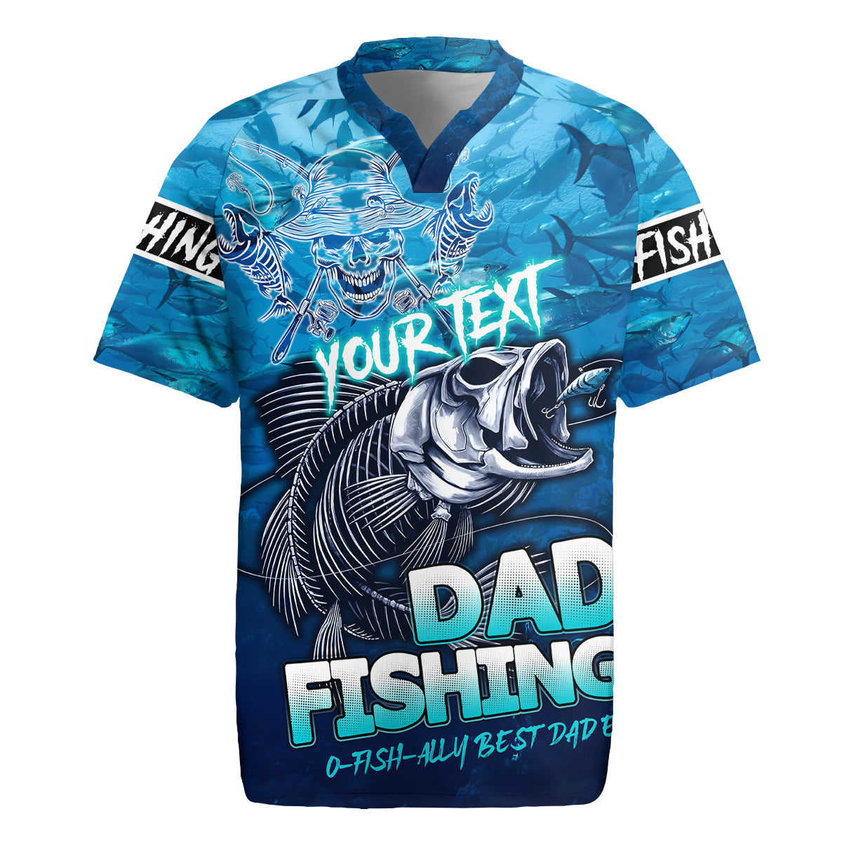 Personalized Father's Day Dad Fishing Skull Fisherman Rugby Jersey O Fish Ally Best Dad Ever - Wonder Print Shop