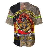 Firefighter baseball jersey with flames and 'Makes The Best Dad' text, black-and-camo