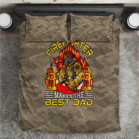 Camouflage firefighter dad bedding set with two matching pillowcases and bold graphic on duvet