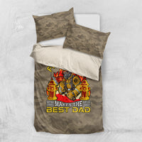 Camouflage firefighter dad bedding set with duvet and pillowcases showing fireman graphic and text