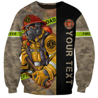 Unisex firefighter sweatshirt with camouflage sleeves and black front panel graphic