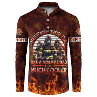 Red-brown firefighter button sweatshirt with front logo and flames, long sleeves