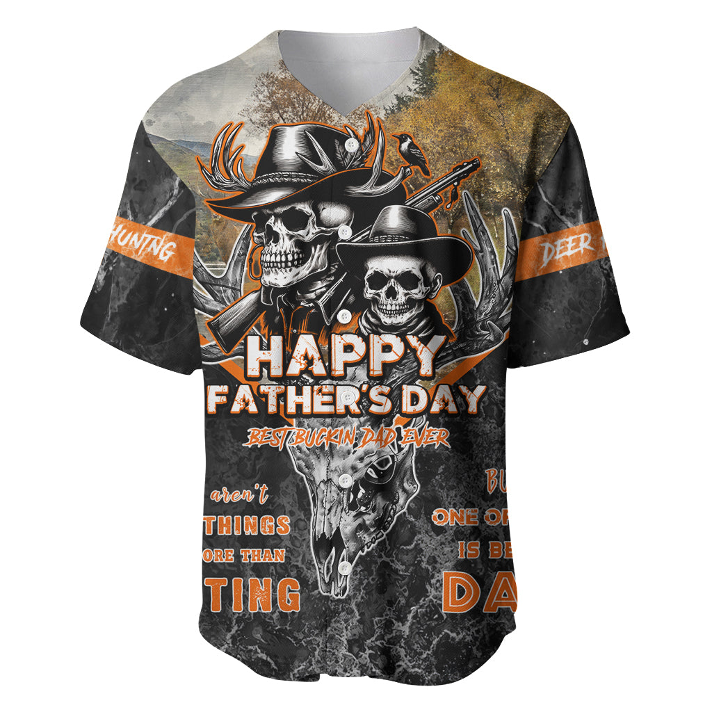 Father's Day Skull Deer Hunting Baseball Jersey Best Buckin Dad Ever - Wonder Print Shop