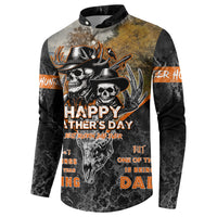 Dark button sweatshirt with skull hunting graphic and 'Happy Father's Day' text
