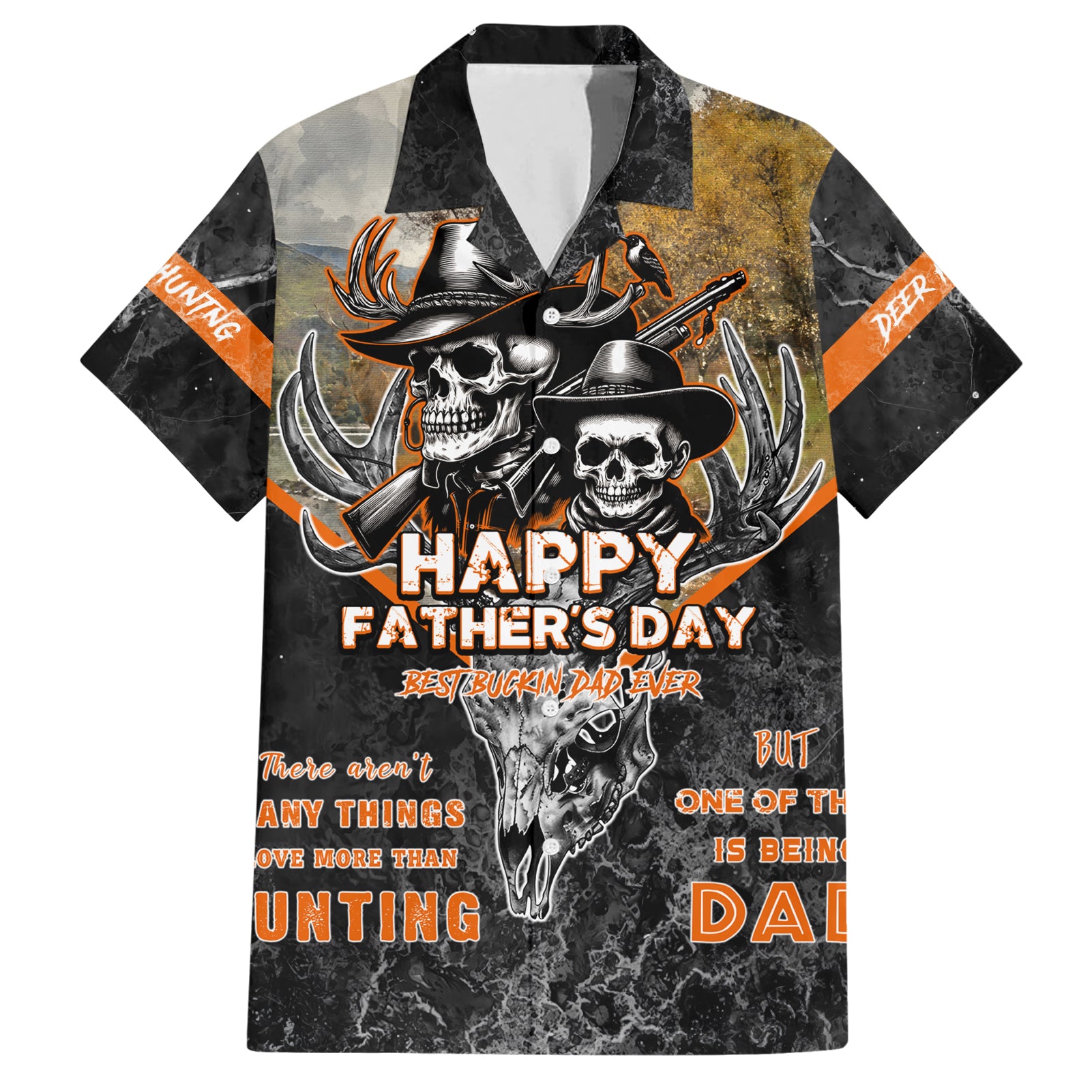 Father's Day Skull Deer Hunting Hawaiian Shirt Best Buckin Dad Ever - Wonder Print Shop