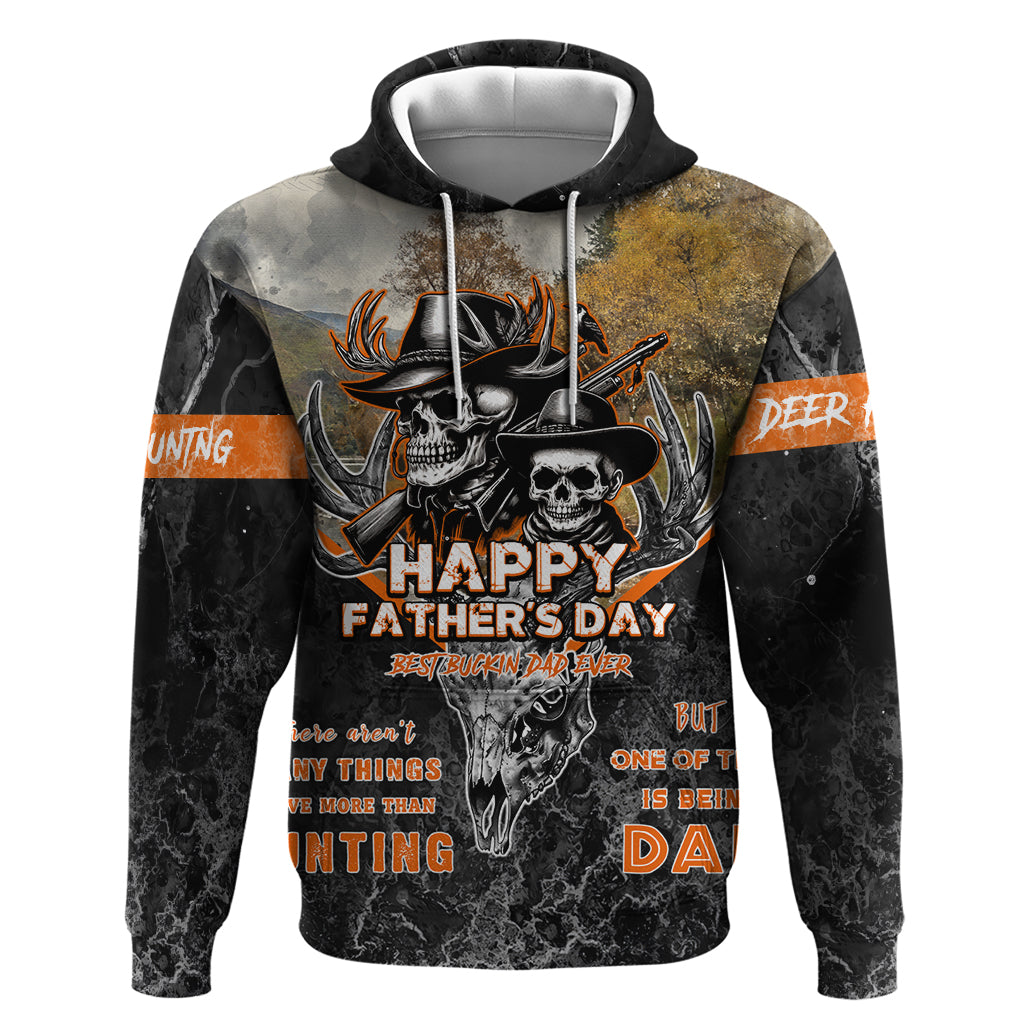 Father's Day Skull Deer Hunting Hoodie Best Buckin Dad Ever - Wonder Print Shop