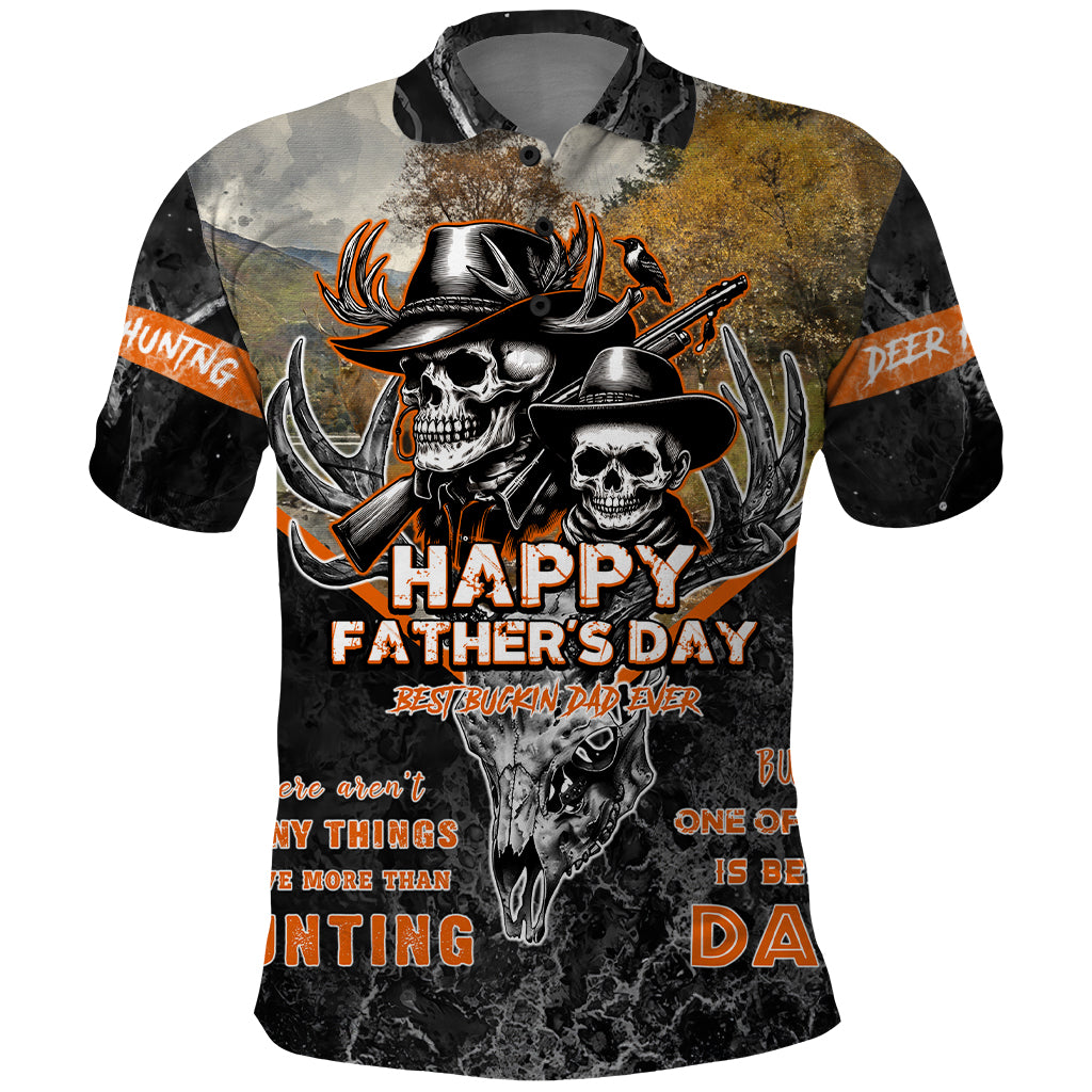 Father's Day Skull Deer Hunting Polo Shirt Best Buckin Dad Ever - Wonder Print Shop