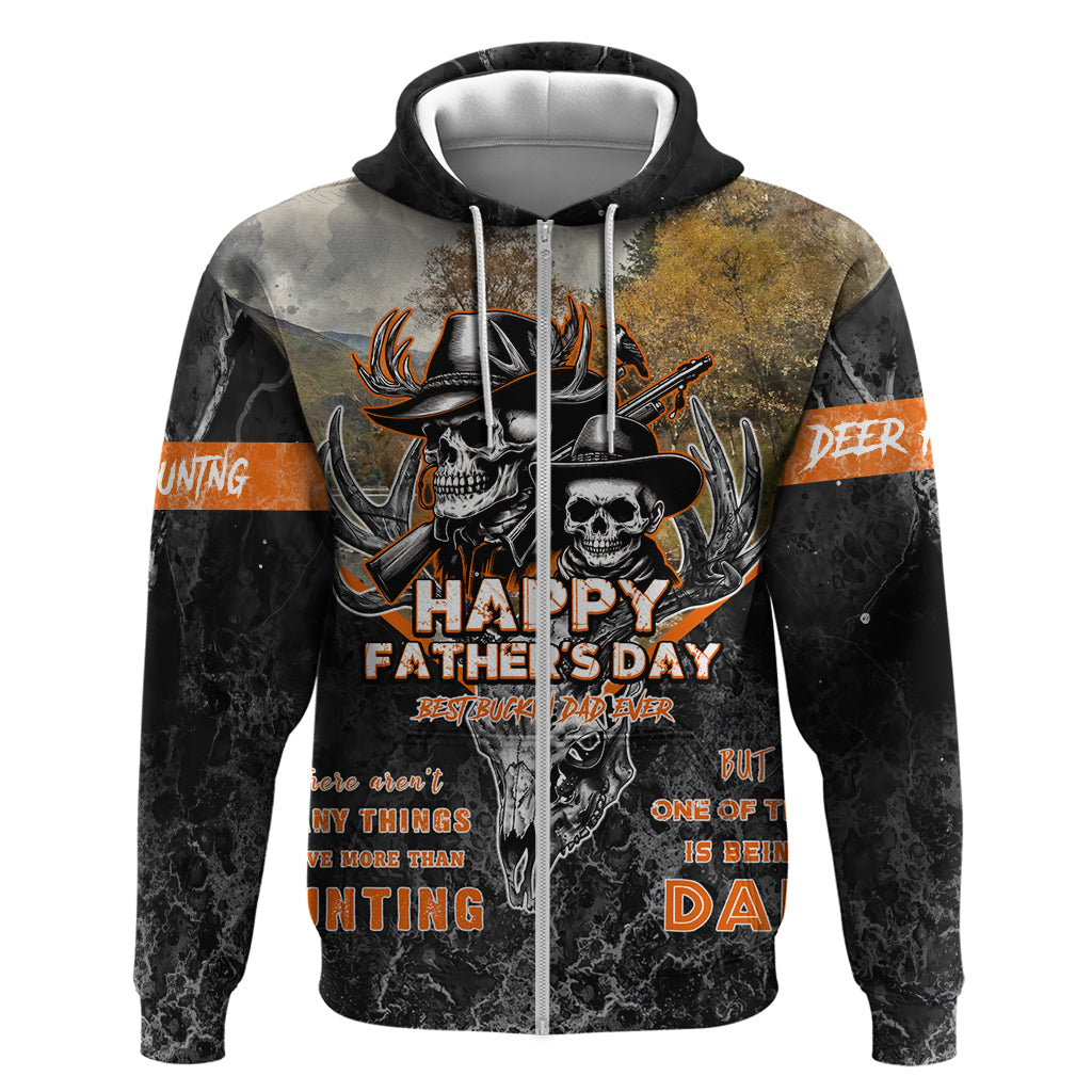 Father's Day Skull Deer Hunting Zip Hoodie Best Buckin Dad Ever