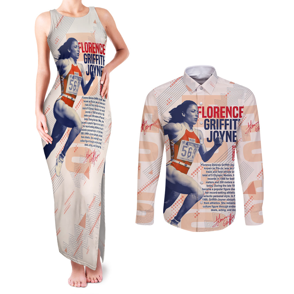 The Phenomenal Woman Flo-Jo Couples Matching Tank Maxi Dress and Long Sleeve Button Shirt 1988 - Wonder Print Shop