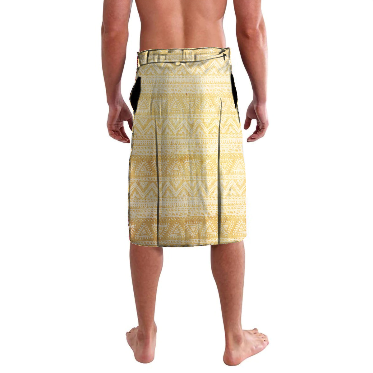 Lavalava skirt with tribal pattern, back view, elastic waistband