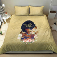 Beige duvet cover bedding set with two pillowcases and God’s Masterpiece portrait print