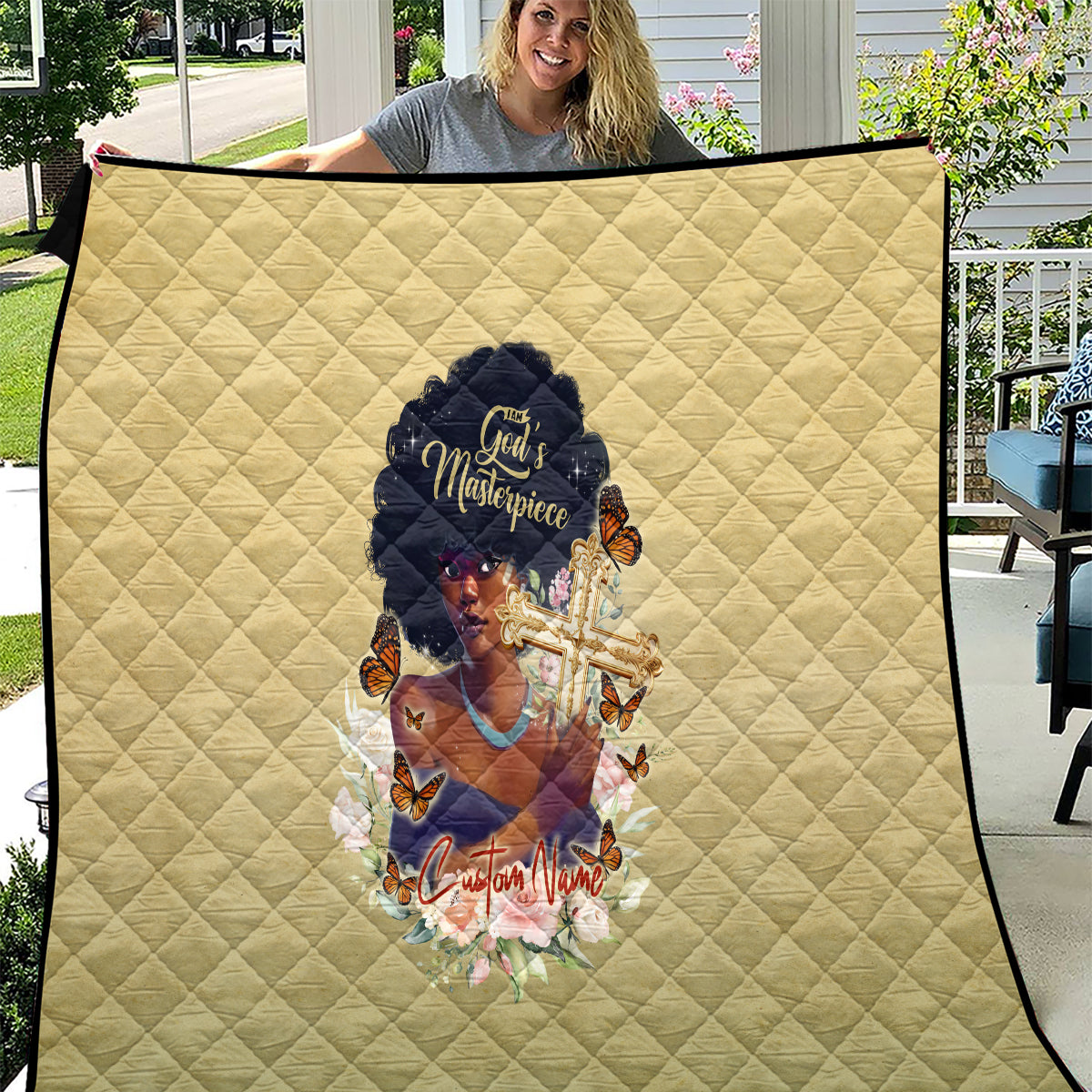 Personalized I Am God's Masterpiece Quilt African Women