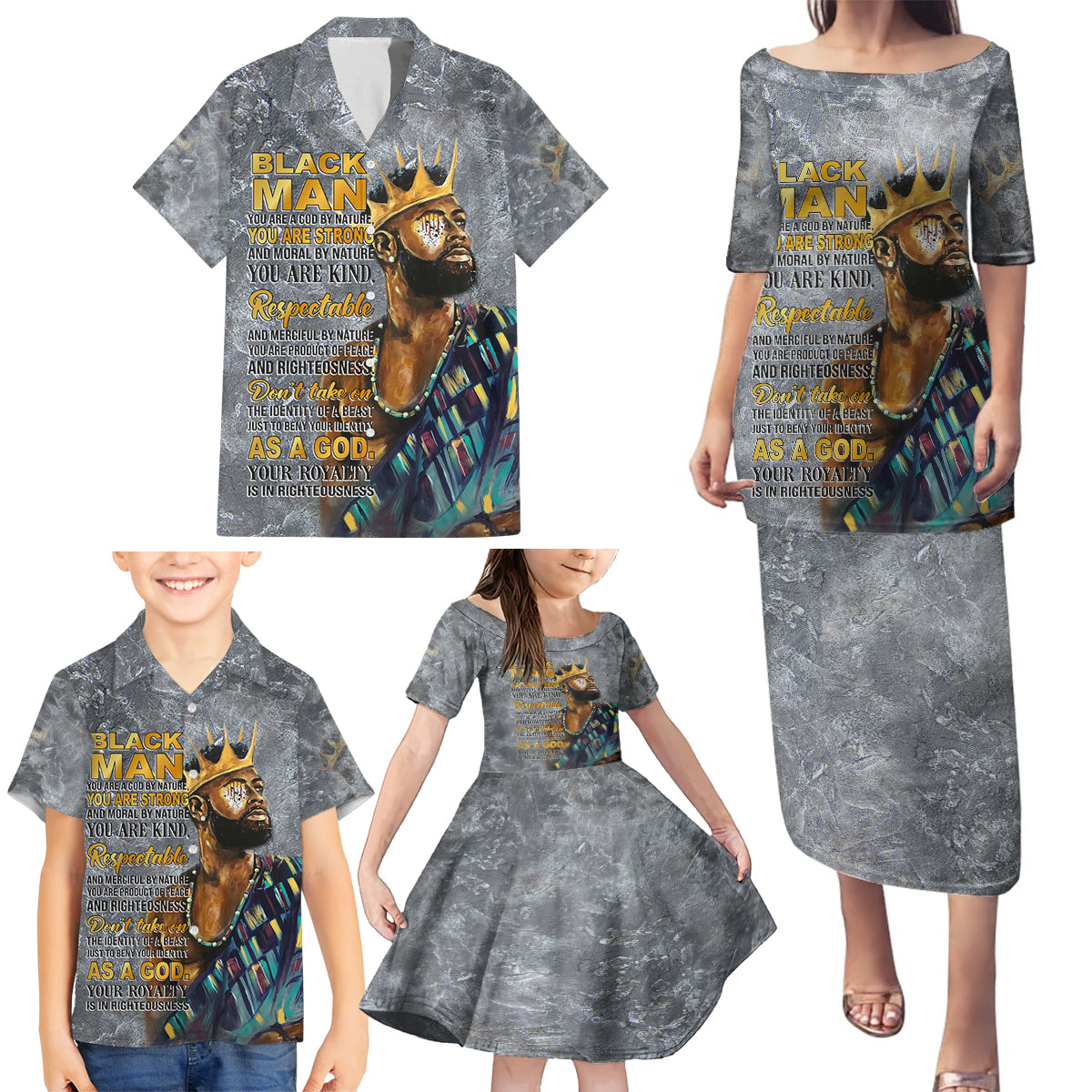 Black Man Africa Family Matching Puletasi and Hawaiian Shirt Naturally King - Wonder Print Shop