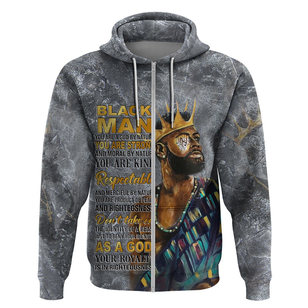 Black Man Africa Zip Hoodie Naturally King - Wonder Print Shop