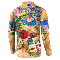 Aruba Button Sweatshirt Geographic Coordinate Anchor - Turlte Tropical