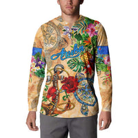 Aruba Button Sweatshirt Geographic Coordinate Anchor - Turlte Tropical