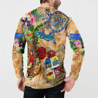 Aruba Button Sweatshirt Geographic Coordinate Anchor - Turlte Tropical