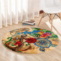 Aruba Round Carpet Geographic Coordinate Anchor - Turlte Tropical
