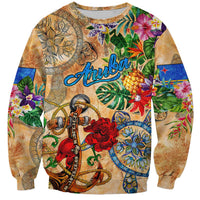 Aruba Sweatshirt Geographic Coordinate Anchor - Turlte Tropical