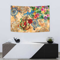 Aruba Tapestry Geographic Coordinate Anchor - Turlte Tropical