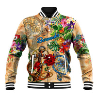 Bermuda Baseball Jacket Geographic Coordinate Anchor - Turlte Tropical