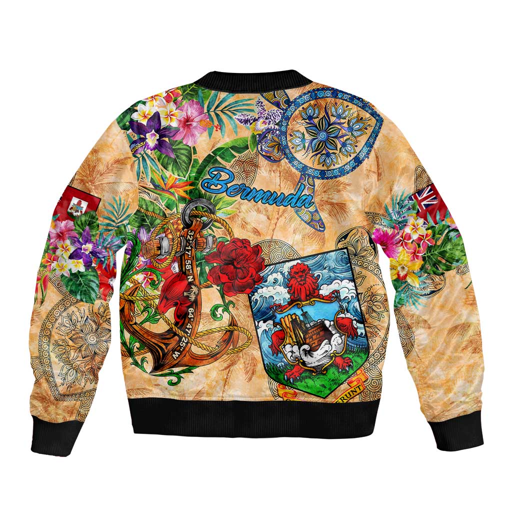 Bermuda Bomber Jacket Geographic Coordinate Anchor - Turlte Tropical