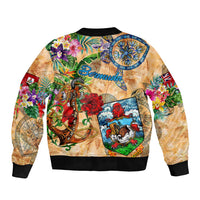Bermuda Bomber Jacket Geographic Coordinate Anchor - Turlte Tropical
