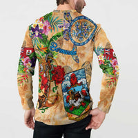 Bermuda Button Sweatshirt Geographic Coordinate Anchor - Turlte Tropical