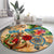 Sint Maarten Round Carpet Geographic Coordinate Anchor - Turlte Tropical