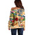 Saint Martin Off Shoulder Sweater Geographic Coordinate Anchor - Turlte Tropical