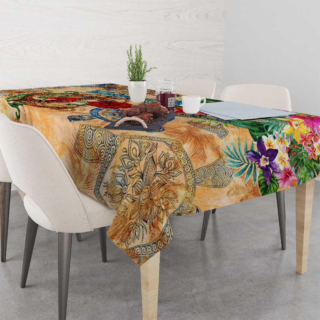 Saint Martin Tablecloth Geographic Coordinate Anchor - Turlte Tropical