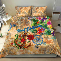 Saint Barthelemy Bedding Set Geographic Coordinate Anchor - Turlte Tropical