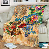 Saint Barthelemy Blanket Geographic Coordinate Anchor - Turlte Tropical