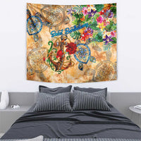 Saint Barthelemy Tapestry Geographic Coordinate Anchor - Turlte Tropical