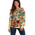 San Andrés and Providencia Off Shoulder Sweater Geographic Coordinate Anchor - Turlte Tropical