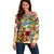 Saba Off Shoulder Sweater Geographic Coordinate Anchor - Turlte Tropical