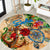 Saba Round Carpet Geographic Coordinate Anchor - Turlte Tropical