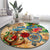 Turks and Caicos Islands Round Carpet Geographic Coordinate Anchor - Turlte Tropical