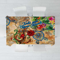 Turks and Caicos Islands Tablecloth Geographic Coordinate Anchor - Turlte Tropical