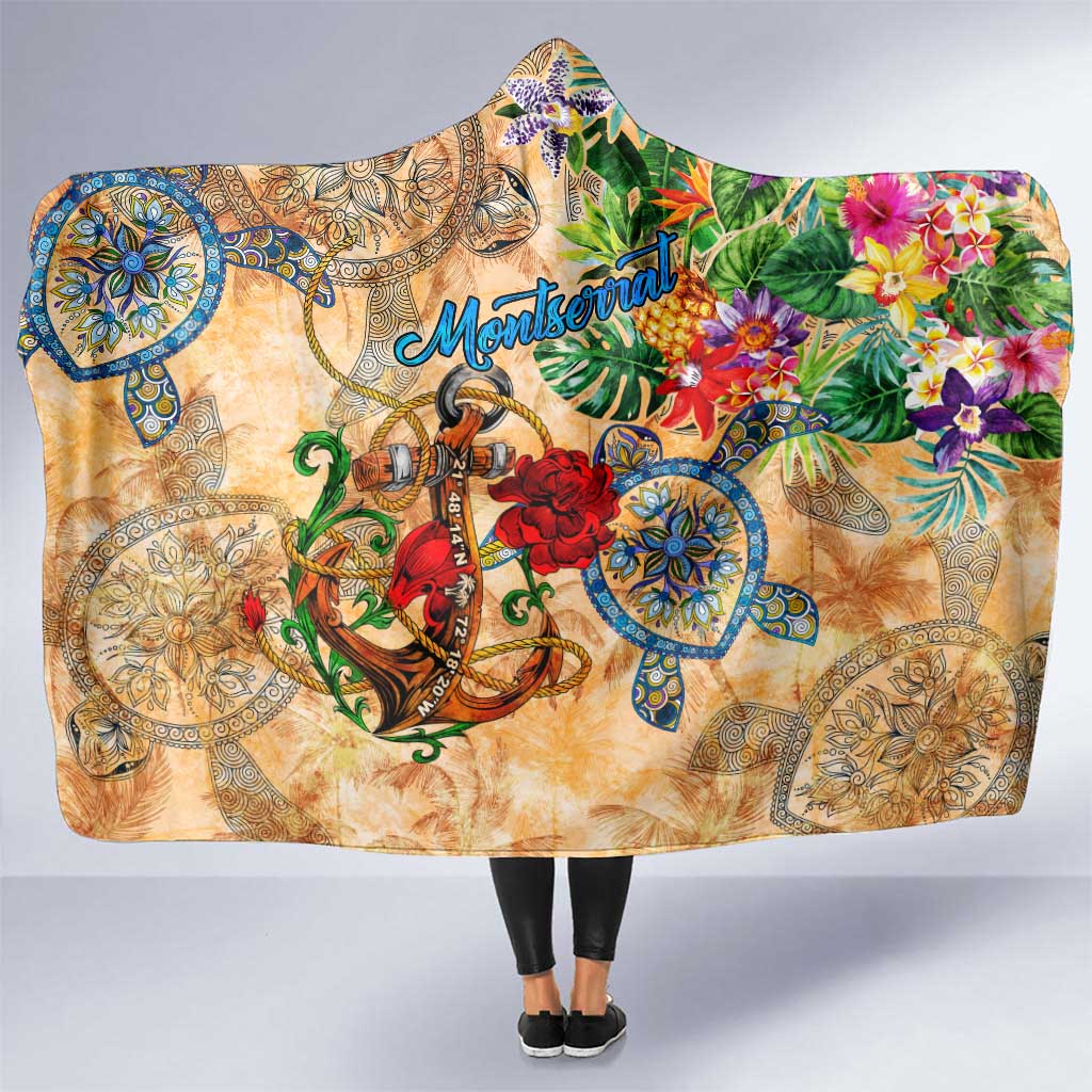 Montserrat Hooded Blanket Geographic Coordinate Anchor - Turlte Tropical