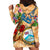 Bay Islands Department Hoodie Dress Geographic Coordinate Anchor - Turlte Tropical