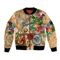 Guadeloupe Bomber Jacket Geographic Coordinate Anchor - Turlte Tropical