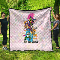Purple hip-hop character graphic quilt, diamond-stitched with black border