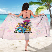 Light purple hip hop sarong, full back view with colorful street-art print