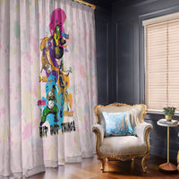 Hip hop window curtain single panel with vertical colorful graffiti character print on light pink