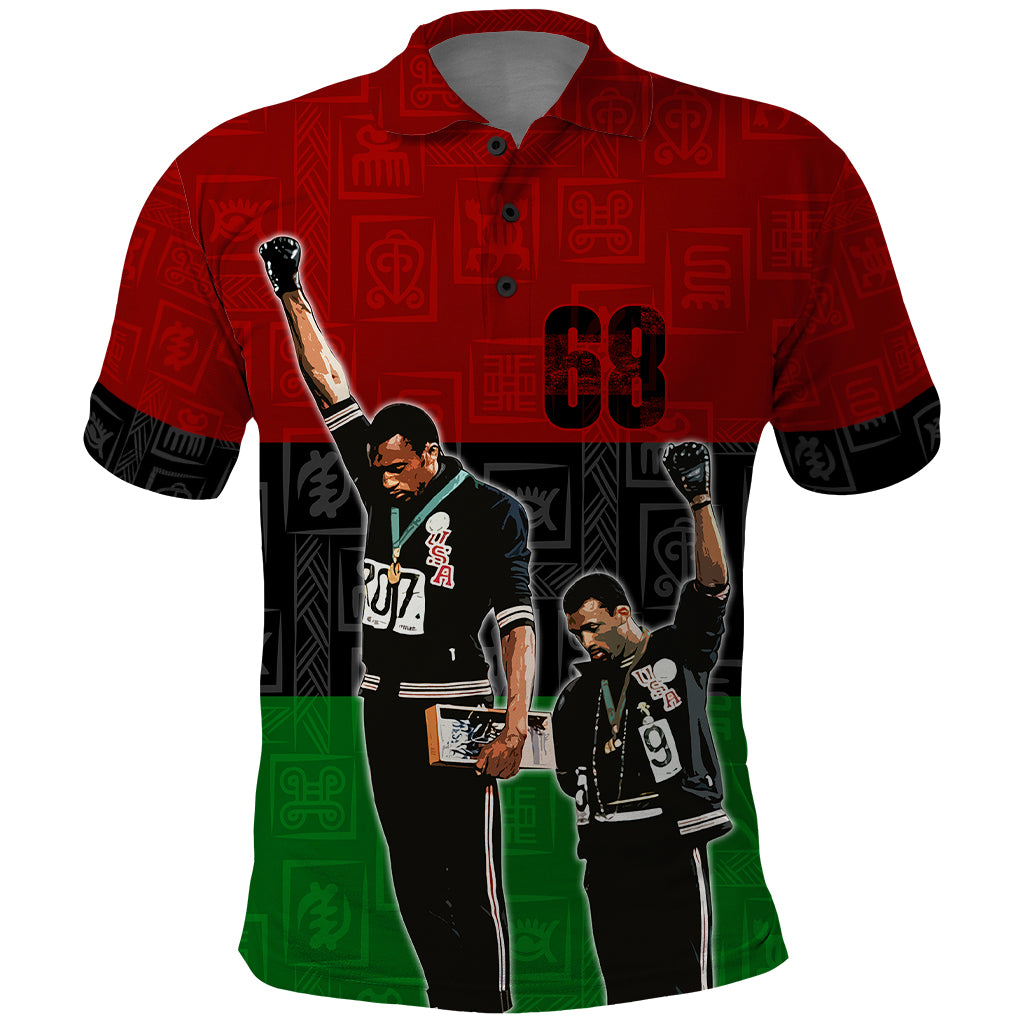 Mexico City 1968 African American Polo Shirt Black Power Salute - Wonder Print Shop