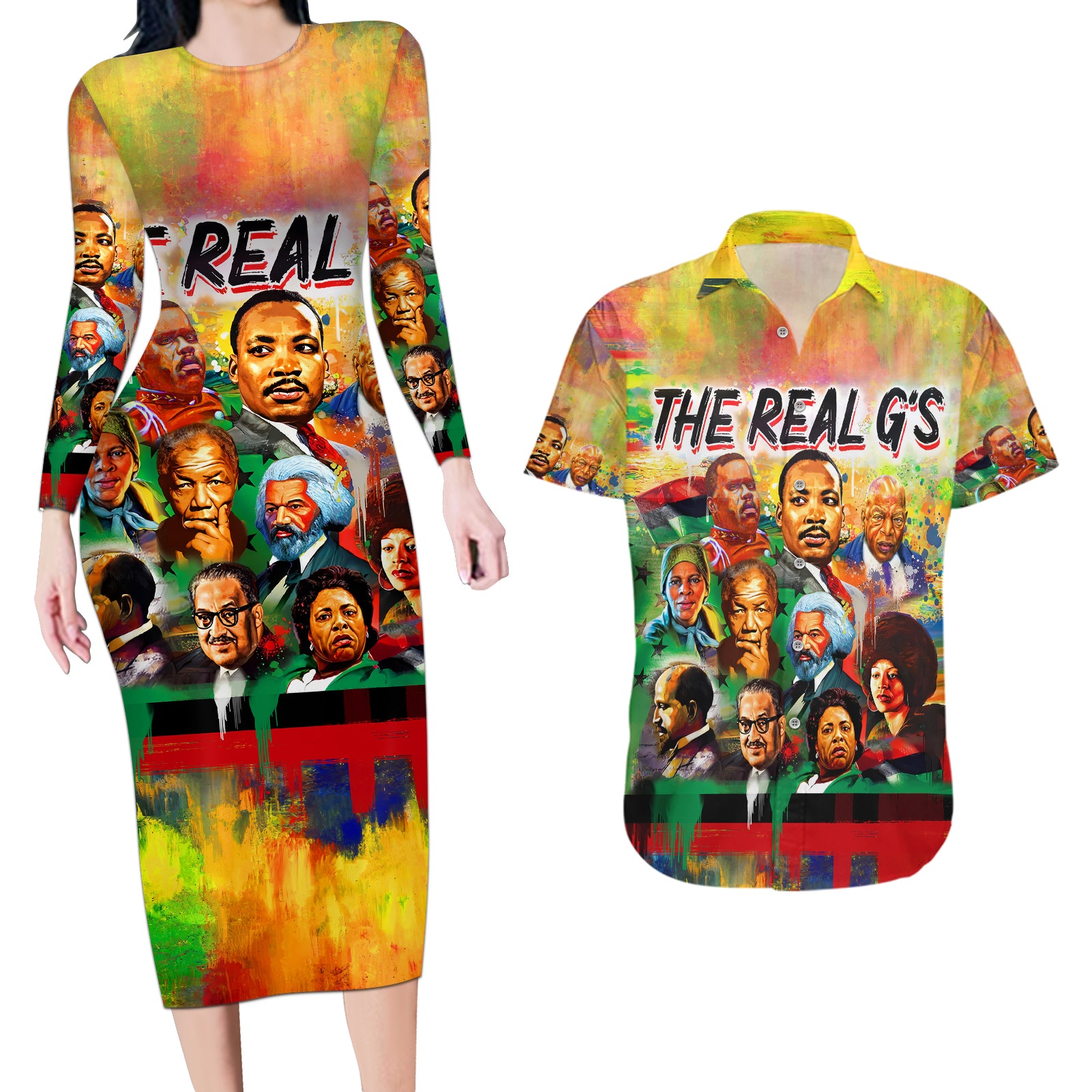 the-real-gs-couples-matching-long-sleeve-bodycon-dress-and-hawaiian-shirt-civil-rights-leaders